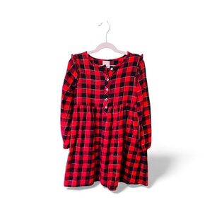 Jumping Beans Buffalo Plaid Dress Girls 6 Silver Details Glitter Buttons Soft